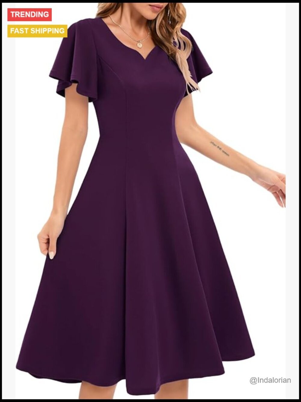 Vintage Short Sleeve Fit and Flare Cocktail Formal Dress